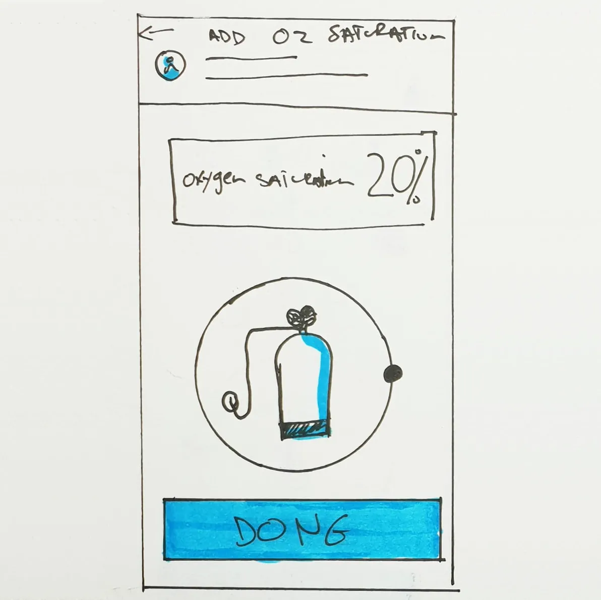 Wireframe sketch of oxygen saturation input
