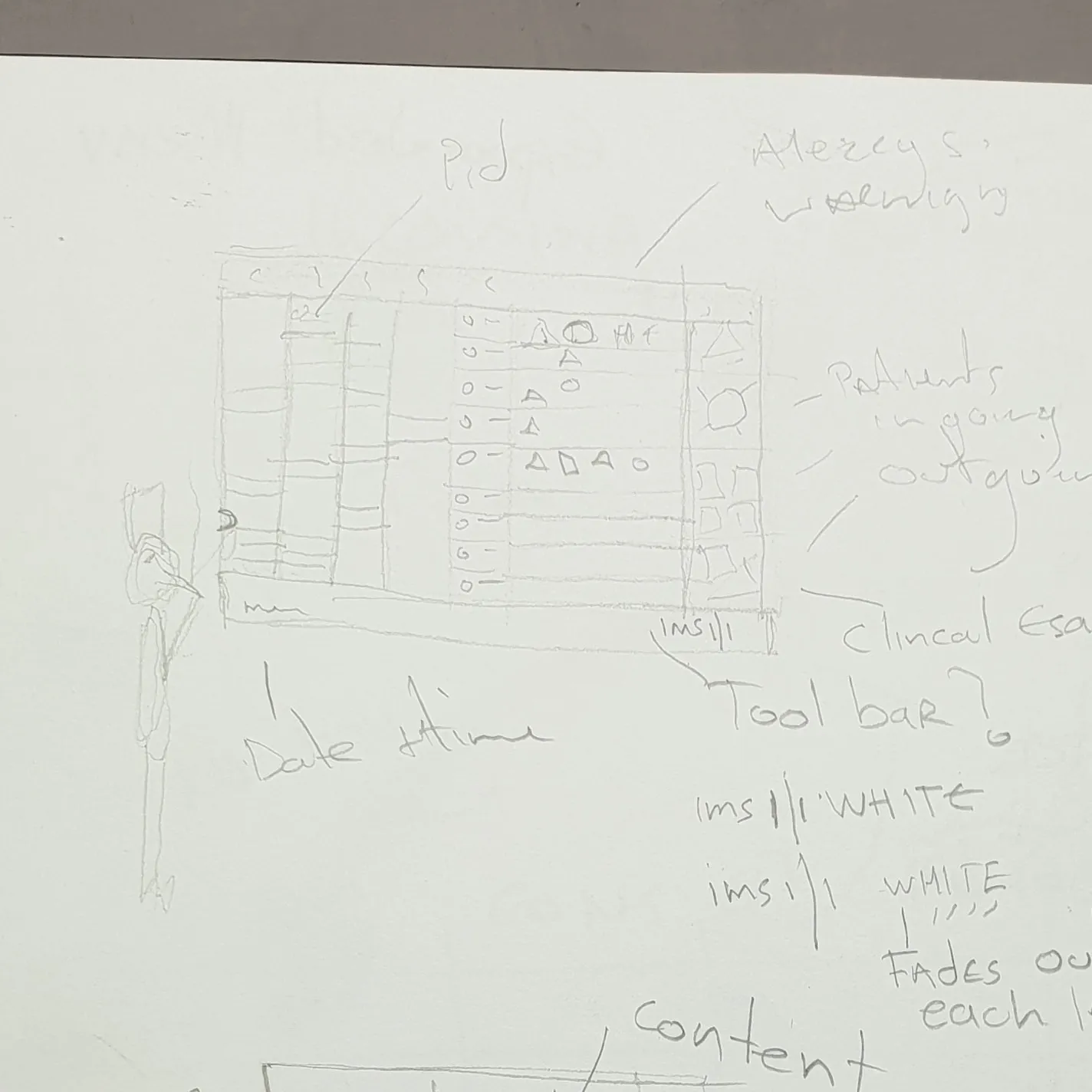 Wireframe sketch of Sketch of whiteboard