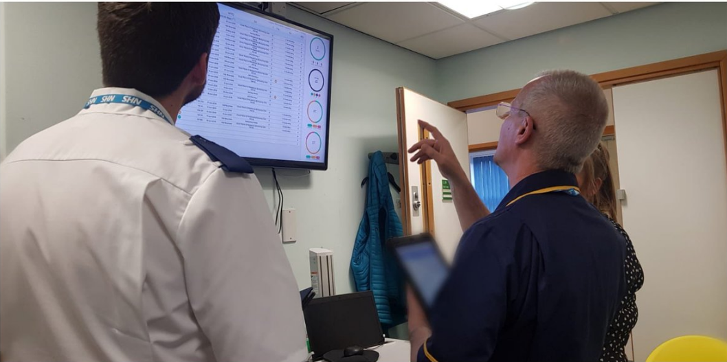 a picture of digital whiteboard in a hospital